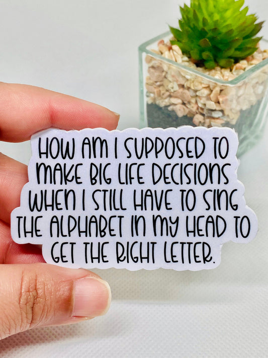 Big Decisions | | Funny Sticker | Water Bottle Sticker | Laptop Sticker | Vinyl Sticker | Laminated Sticker | Waterproof